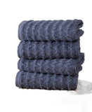 Set of Four Navy Blue Geometric Turkish Cotton 30" X 16" Hand Towels
