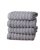 Set of Four Light Gray Geometric Turkish Cotton 30" X 16" Hand Towels