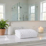 Set of Four White Geometric Turkish Cotton 54" X 27" Hand Towels