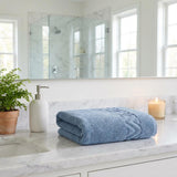 Set of Four Blue Geometric Turkish Cotton 54" X 27" Hand Towels