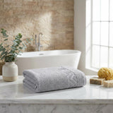 Set of Four Light Gray Geometric Turkish Cotton 54" X 27" Hand Towels