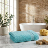 Set of Two Aqua Turkish Cotton 54" X 27" Bath Towels