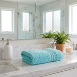 Set of Two Aqua Turkish Cotton 30" X 16" Hand Towels
