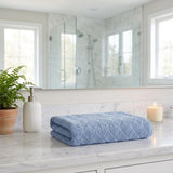 Set of Two Navy Blue Geometric Turkish Cotton 54" X 27" Bath Towels