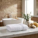Set of Two White Turkish Cotton 30" X 16" Hand Towels