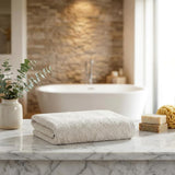 Set of Two Beige Turkish Cotton 54" X 27" Bath Towels