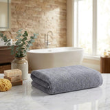 Set of Two Light Gray Turkish Cotton 30" X 16" Hand Towels