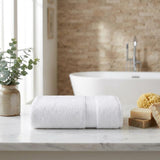 Set of Two White Turkish Cotton 54" X 27" Bath Towels