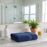 Set of Two Navy Blue Turkish Cotton 54" X 27" Bath Towels
