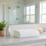 Set of Two White Turkish Cotton 54" X 27" Bath Towels