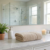 Set of Two Beige Turkish Cotton 70" X 40" Bath Sheet