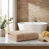 Set of Two Beige Turkish Cotton 54" X 27" Bath Towels