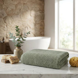 Set of Two Green Turkish Cotton 70" X 40" Bath Sheet