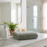 Set of Two Green Turkish Cotton 54" X 27" Bath Towels