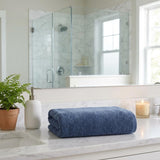 Set of Two Navy Blue Turkish Cotton 54" X 27" Bath Towels