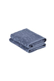 Set of Two Navy Blue Floral Turkish Cotton 54" X 27" Bath Towels