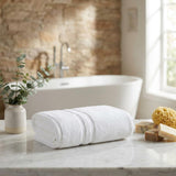 Set of Two White Turkish Cotton 30" X 16" Hand Towels