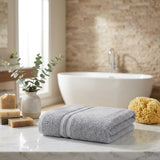 Set of Two Light Gray Turkish Cotton 30" X 16" Hand Towels