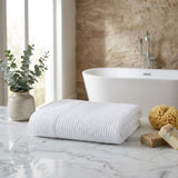 Set of Two White Polka Dots Turkish Cotton 54" X 27" Bath Towels