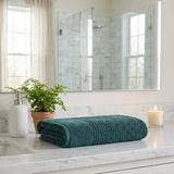 Set of Two Green Polka Dots Turkish Cotton 54" X 27" Bath Towels