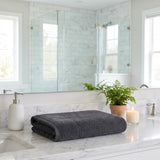 Set of Two Dark Gray Polka Dots Turkish Cotton 54" X 27" Bath Towels
