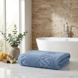 Set of Two Blue Geometric Turkish Cotton 30" X 16" Hand Towels