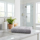 Set of Two Light Gray Geometric Turkish Cotton 70" X 40" Bath Sheet