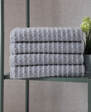 Set of Four Light Gray Geometric Turkish Cotton 54" X 27" Bath Towels