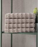 Set of Four Brown Geometric Turkish Cotton 54" X 27" Bath Towels