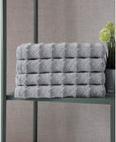 Set of Four Gray Geometric Turkish Cotton 54" X 27" Bath Towels
