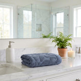 Set of Four Blue Floral Turkish Cotton 30" X 16" Hand Towels