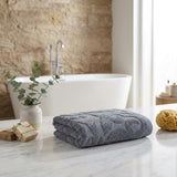 Set of Four Gray Floral Turkish Cotton 30" X 16" Hand Towels