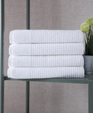Set of Four White Polka Dots Turkish Cotton 54" X 27" Bath Towels