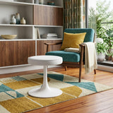 18" White Faux Leather Round Footstool