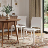 Set of Two White Heavy Duty Plastic Partially Open Back Dining Side Chairs