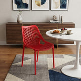 Red Heavy Duty Plastic Open Back Dining Side Chair