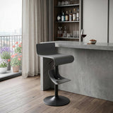 Gray And Black Faux Leather And Steel Low Back Adjustable Height Swivel Bar Chair