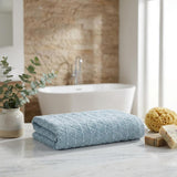 Set of Three Aqua Geometric Turkish Cotton Towel Set