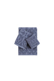 Set of Three Navy Blue Floral Turkish Cotton Towel Set