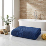 Set of Six Navy Blue Greek Key Turkish Cotton Towel Set