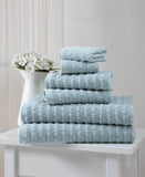 Set of Six Aqua Geometric Turkish Cotton Towel Set