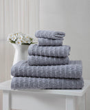 Set of Six Light Gray Geometric Turkish Cotton Towel Set