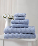 Set of Six Navy Blue Geometric Turkish Cotton Towel Set