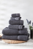 Set of Six Dark Gray Chevron Turkish Cotton Towel Set