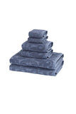 Set of Six Blue Floral Turkish Cotton Towel Set