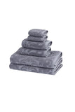 Set of Six Light Gray Floral Turkish Cotton Towel Set