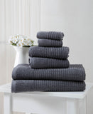 Set of Six Dark Gray Polka Dots Turkish Cotton Towel Set