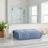 Set of Six Navy Blue Geometric Turkish Cotton Towel Set