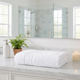Set of Six White Greek Key Turkish Cotton Towel Set