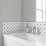 4" x 4" Blue Vinyl Arabesque Peel And Stick Removable Tiles